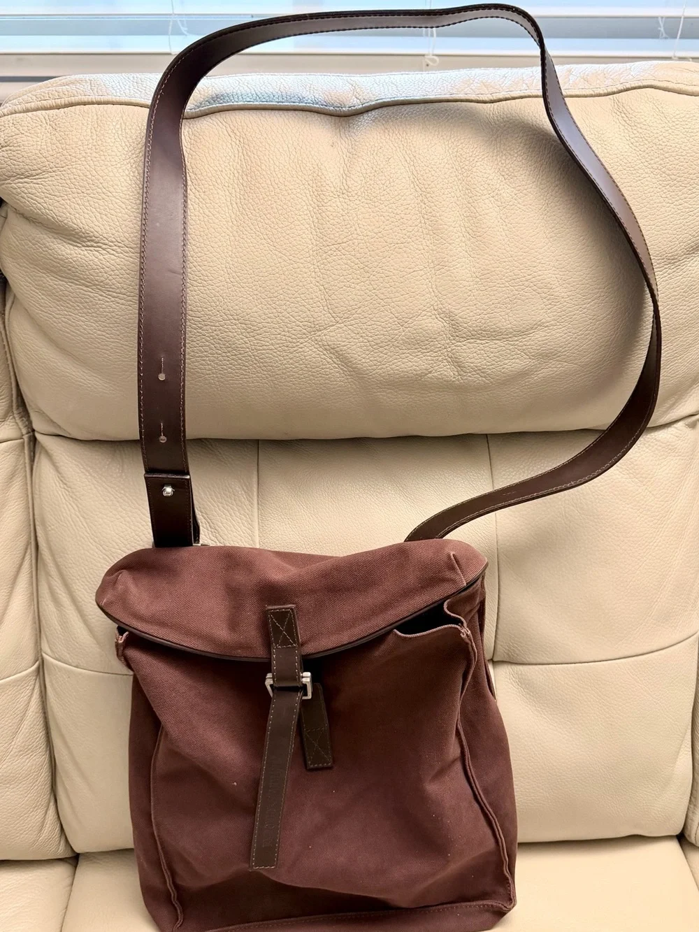 Emporio Armani Brown Messenger Bag with Leather Strap